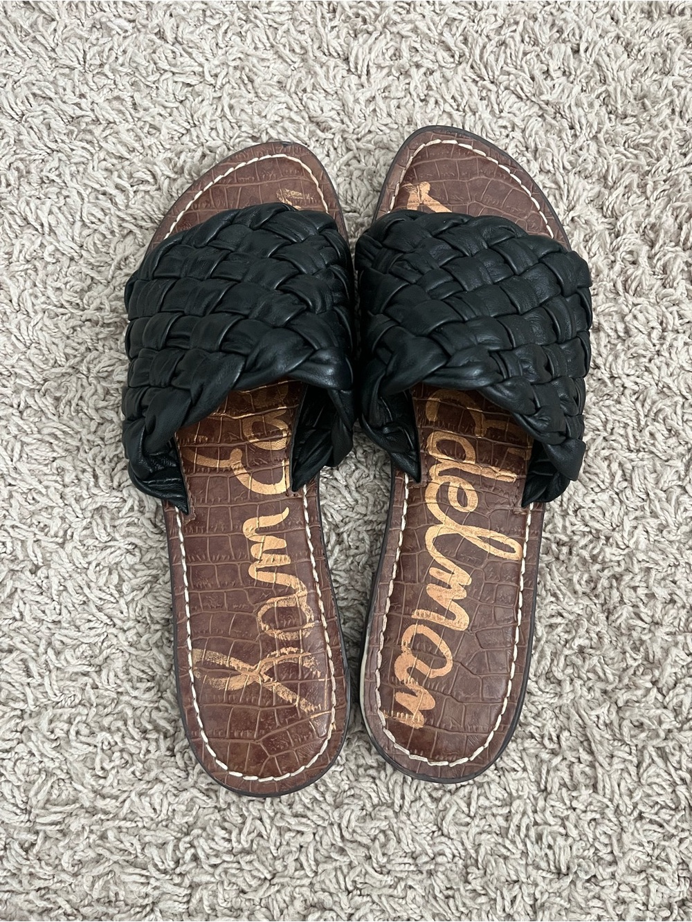Sam Edelman Griffin slide sandals in black leather